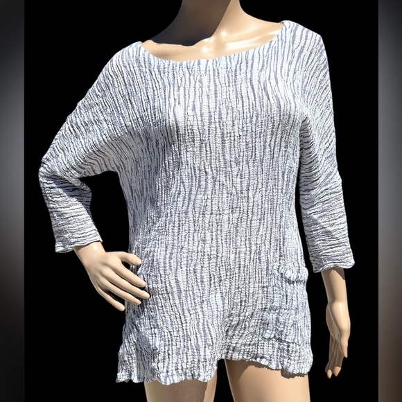 Great Cavalier by St.Paul 100% Ramie Gauzy Seer Sucker Coastal Top Women Size XL - Picture 2 of 10